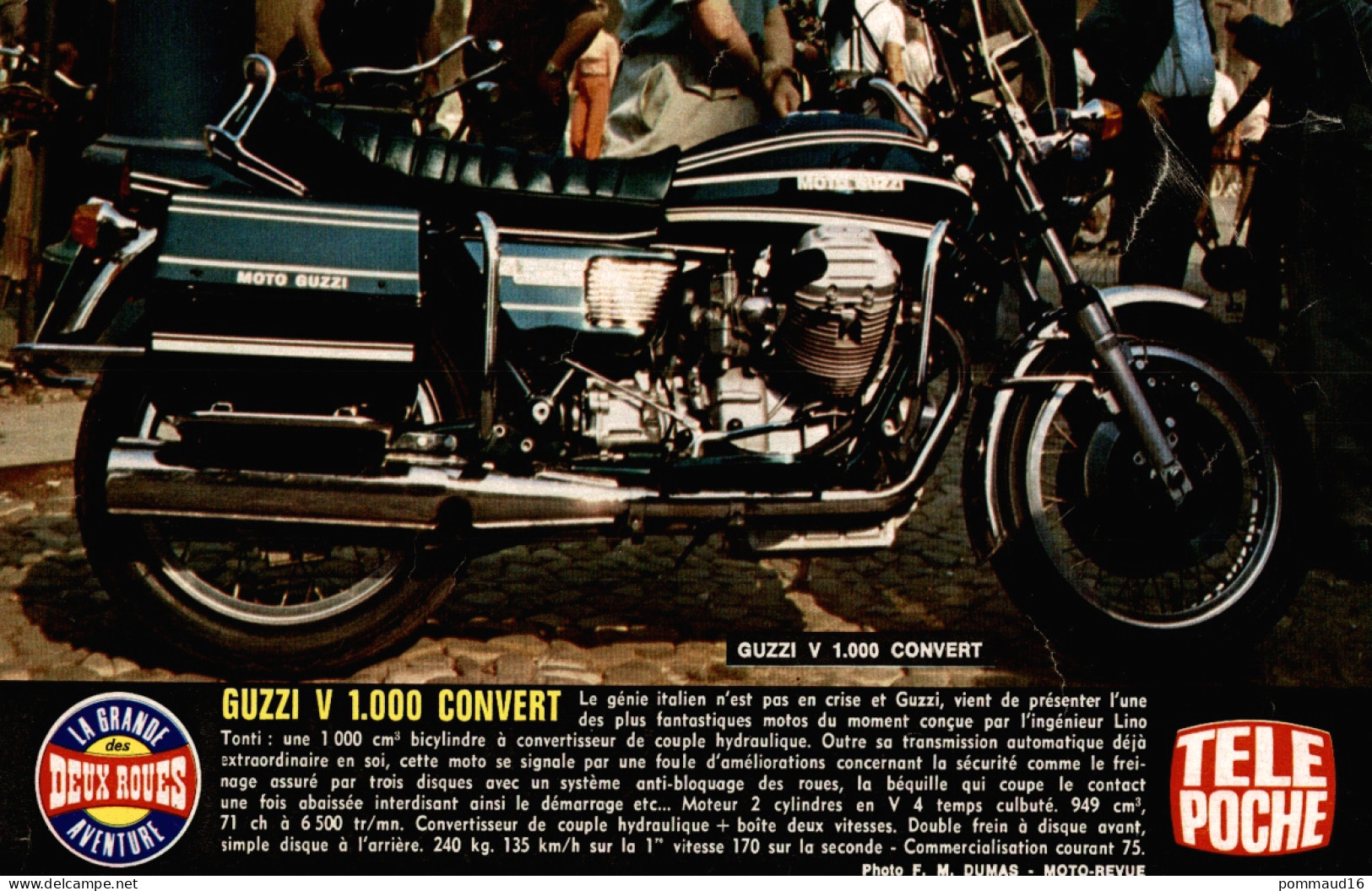 Fiche Technique D'une Guzzi V 1000, Convert, Découpée Dans Télé Poche - Moto