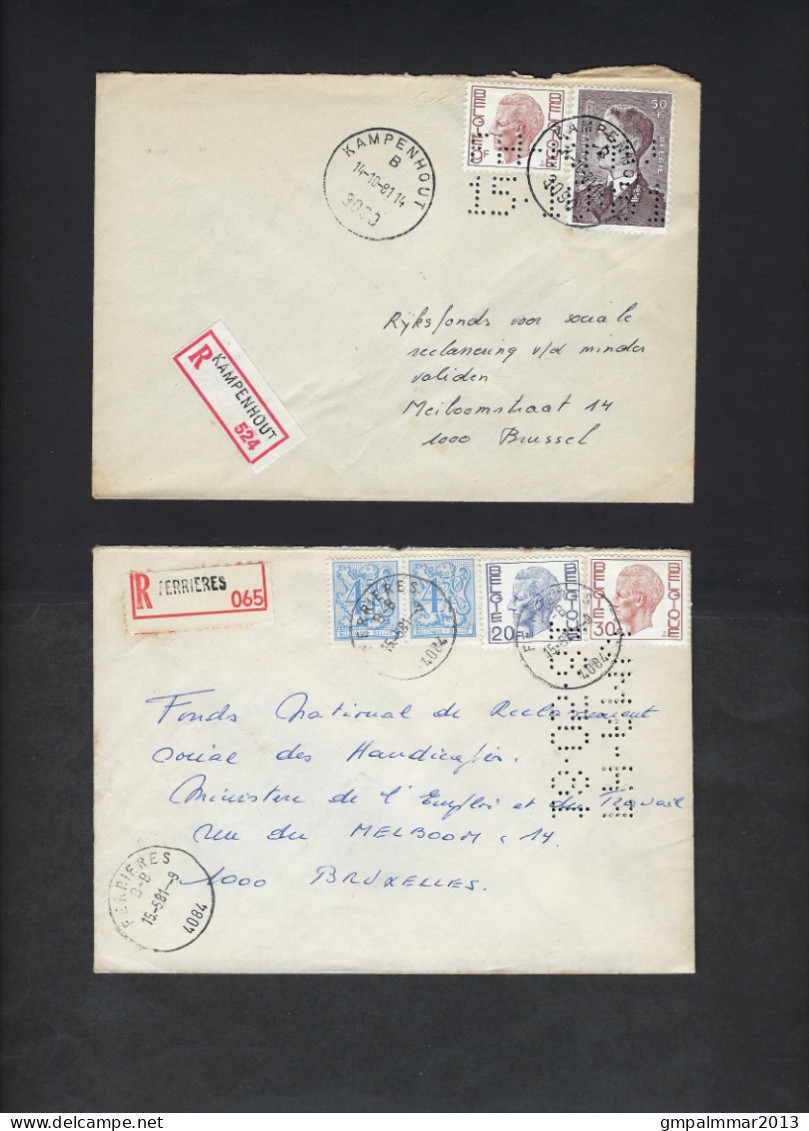 Perforé - Lochung - Perfins - Fonds Des Handicapés - Rijksfonds Minder Validen - FH-RHV + Datum - 6 Brieven. LOT 173 - 1951-..