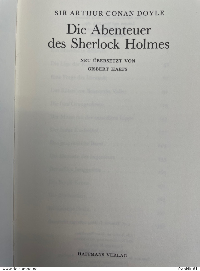 Sherlock Holmes; Erzählungen. Die Abenteuer Des Sherlock Holmes - Gedichten En Essays