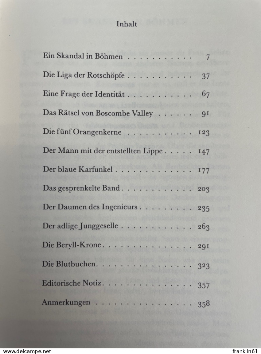 Sherlock Holmes; Erzählungen. Die Abenteuer Des Sherlock Holmes - Gedichten En Essays