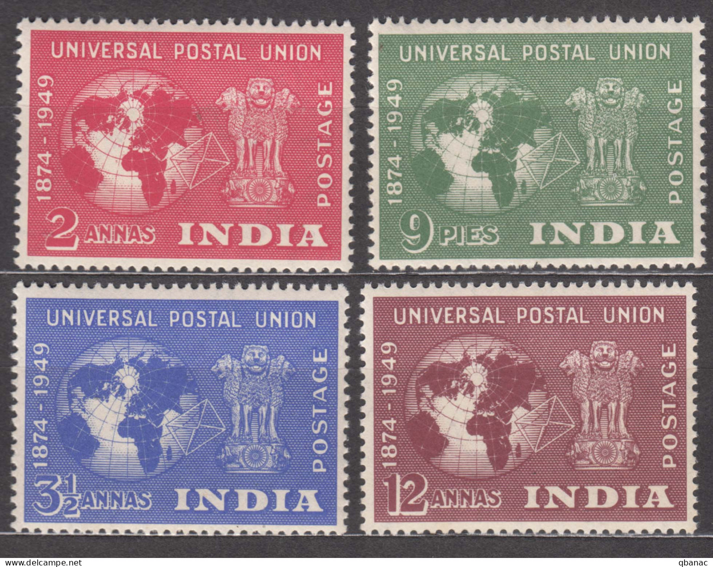 India 1949 UPU Mi#207-210 Mint Never Hinged - Ungebraucht