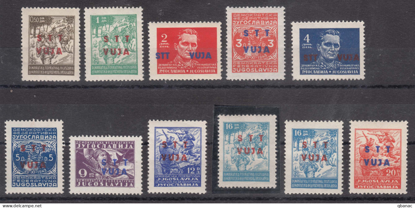 Italy Yugoslavia Trieste Zone B, 1949 Mi#12-21, Sass#7-16 Mint Never Hinged, Incl. 16 Din In Rarer Colour (Mi#20b,S#15a) - Mint/hinged