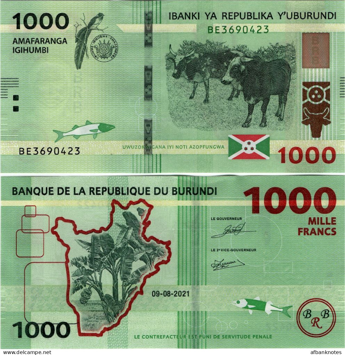 BURUNDI      1000 Francs      P-51[b]       9.8.2021       UNC - Burundi