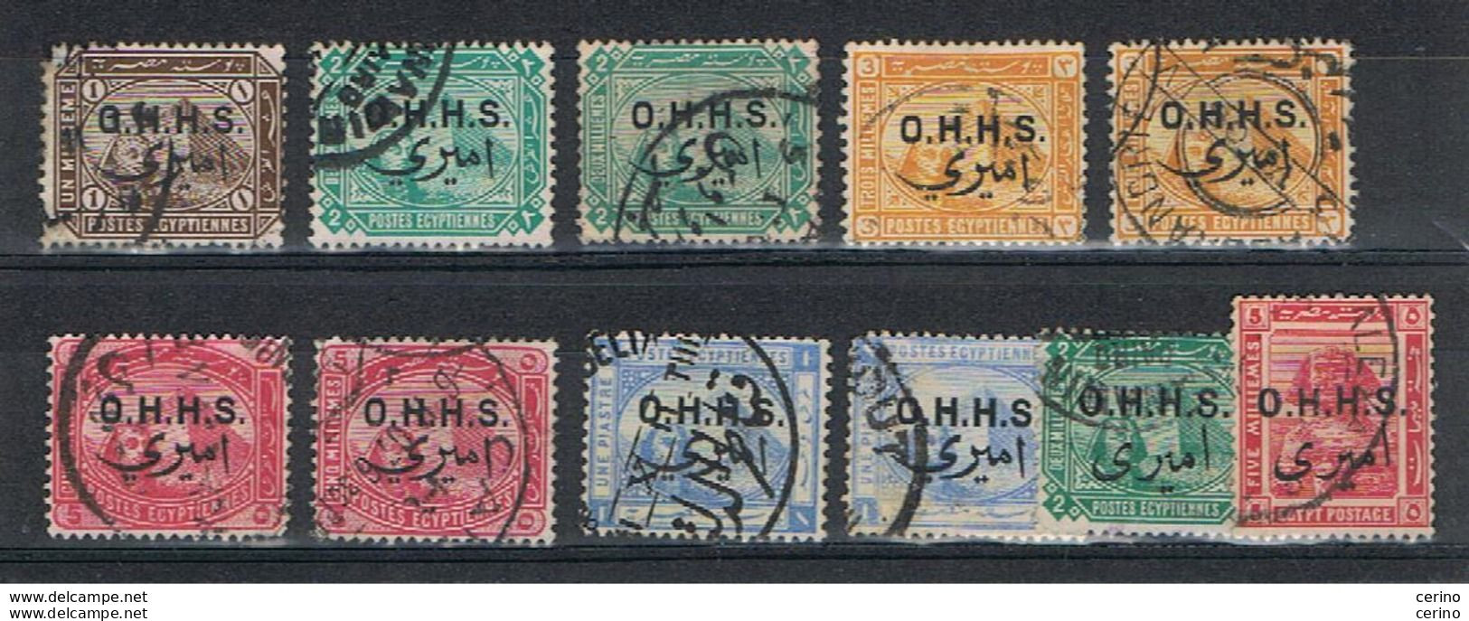 EGYPT:  1907/15  OFFICIALS  -  LOT  11  USED  STAMPS  -  YV/TELL. 2//13 - Service