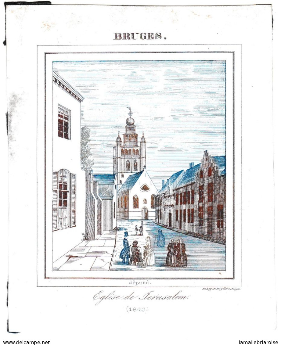 Belgique, "Carte Porcelaine" Porseleinkaart, Eglise De Jerusalem , 1843 Bruges, Delay De Muythere , Dim: 127 X 103 Mm - Porzellan
