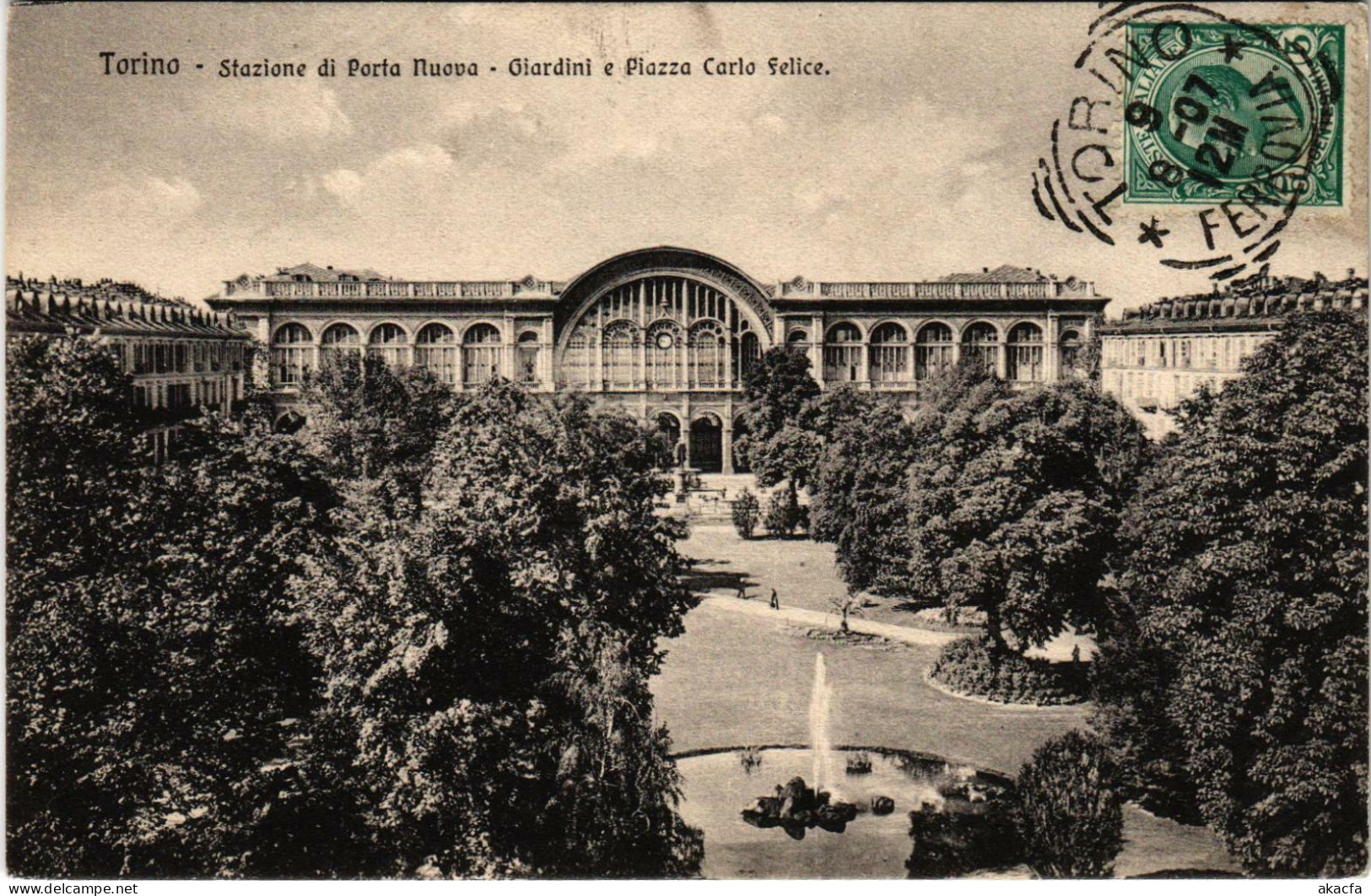 CPA Torino Stazione Di Porta Nuova Giardini E Piazza Carlo Felice ITALY (801399) - Stazione Porta Nuova