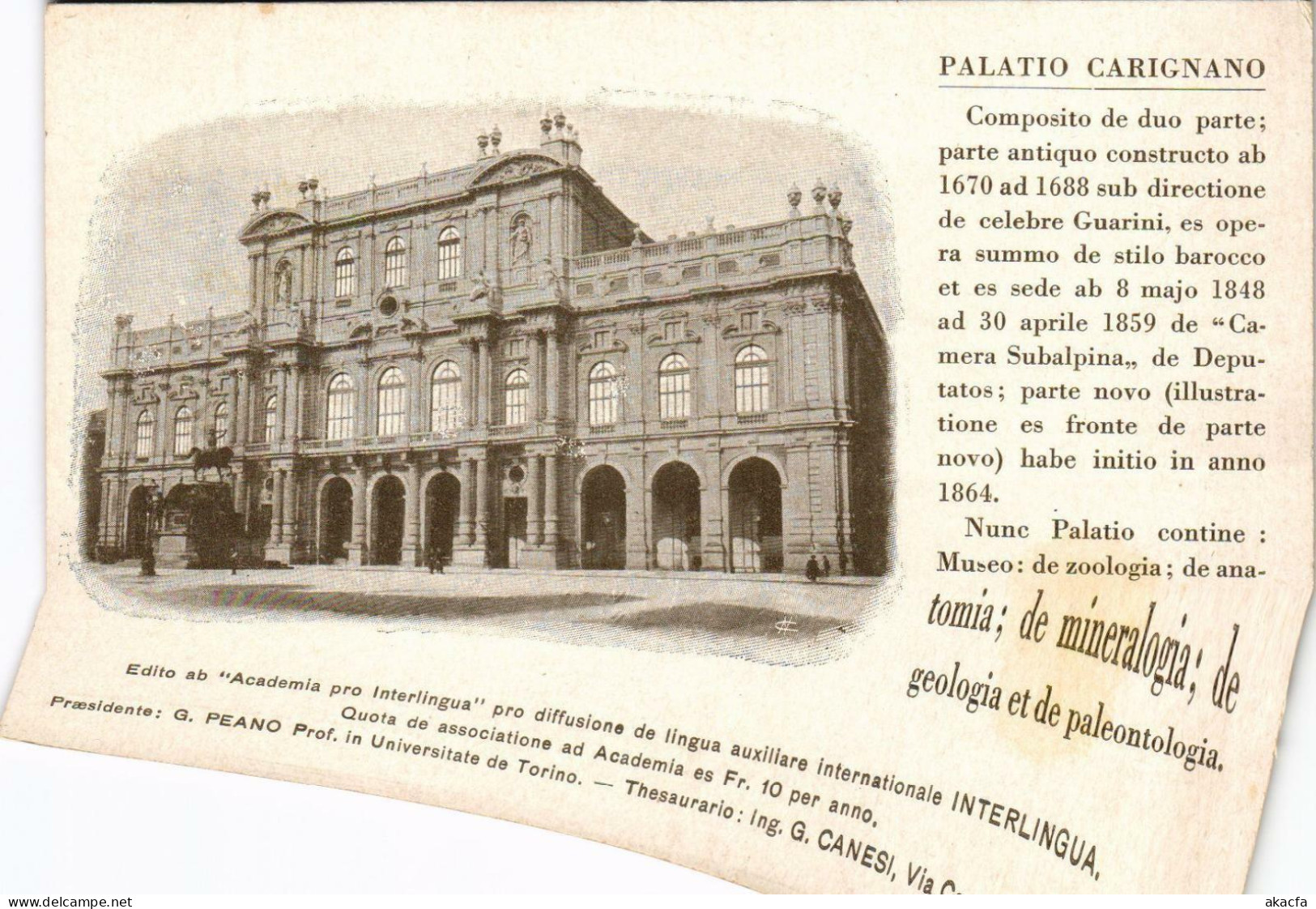 CPA Palatio Carignano Torino ITALY (803286) - Onderwijs, Scholen En Universiteiten