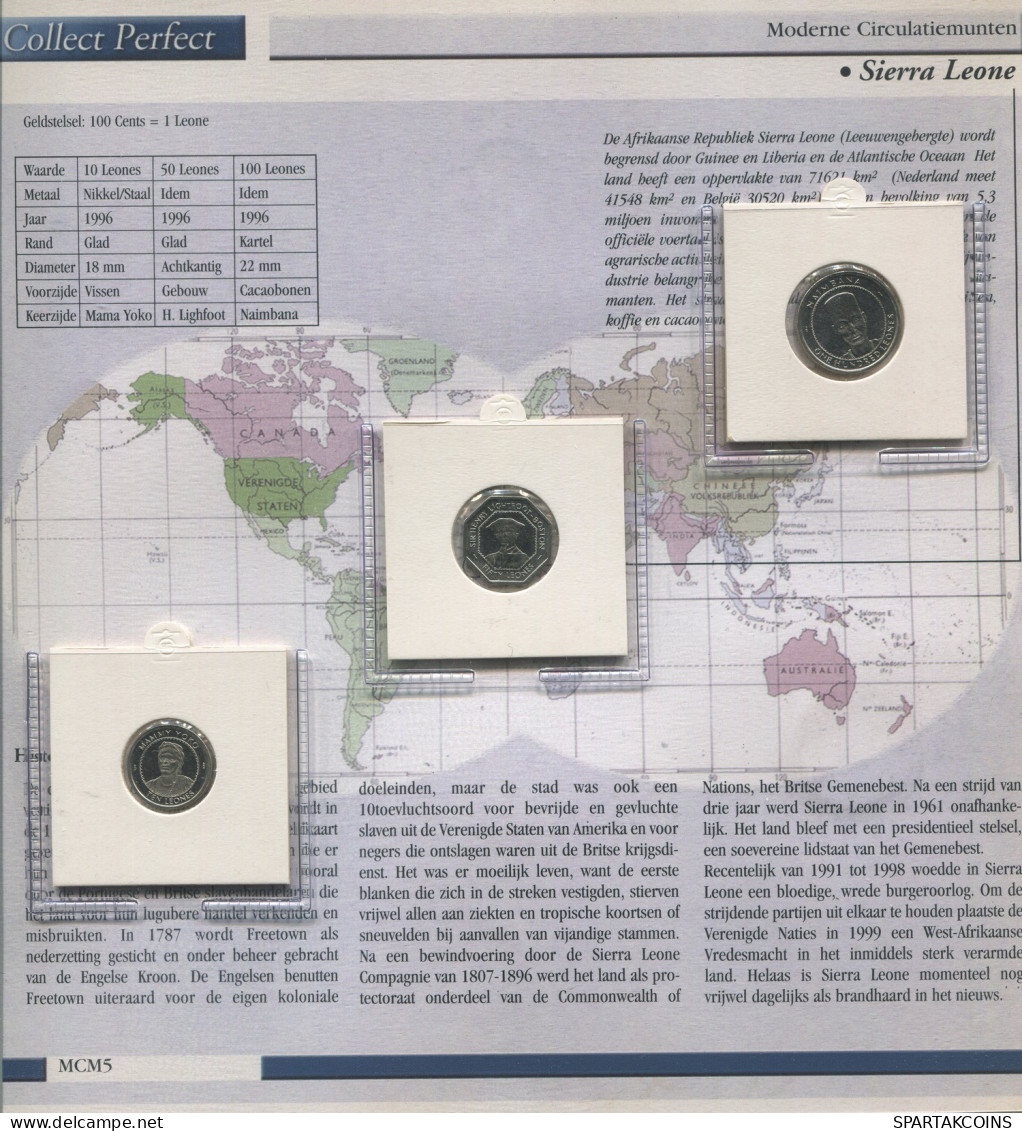 SIERRA LEONE 1996 Münze SET 10. 50. 100 LEONES UNC #SET1173.5.D - Sierra Leona