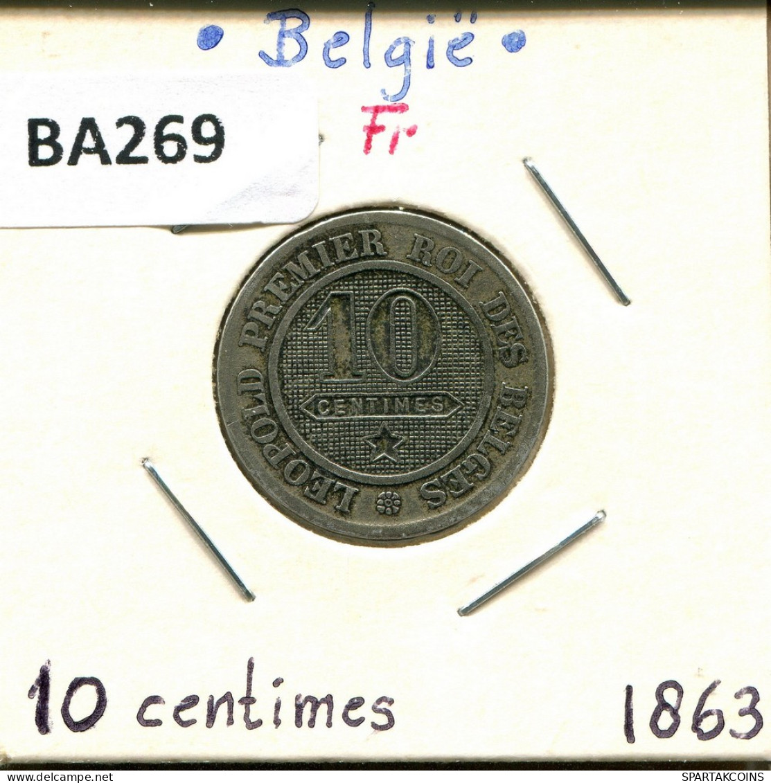 10 CENTIMES 1863 FRENCH Text BÉLGICA BELGIUM Moneda #BA269.E - 10 Cent