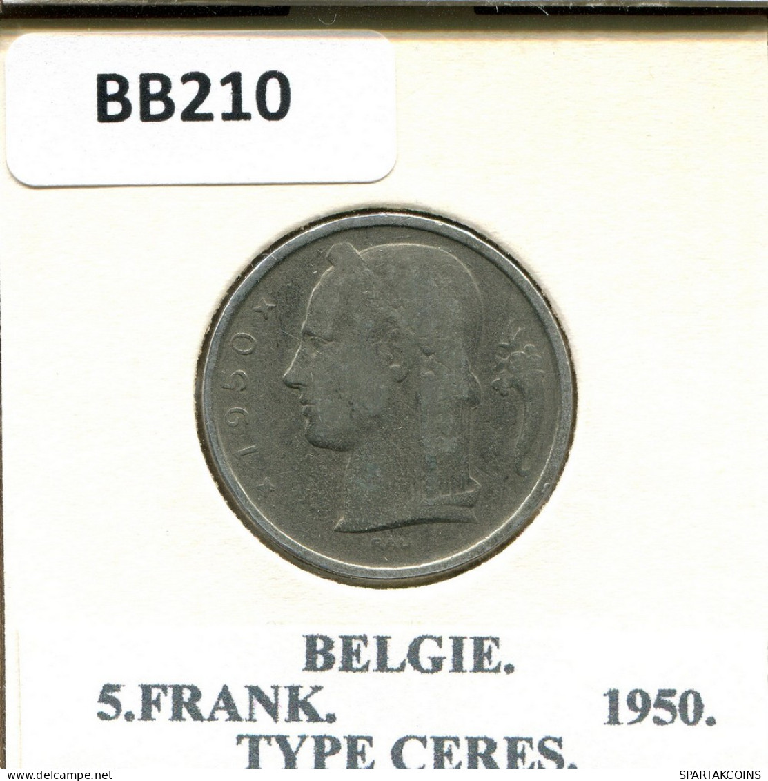 5 FRANCS 1950 DUTCH Text BÉLGICA BELGIUM Moneda #BB210.E - 5 Franc