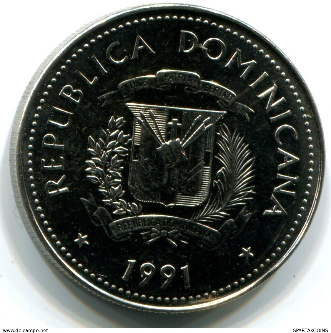 25 CENTAVOS 1991 REPUBLICA DOMINICANA UNC Münze #W11155.D - Dominikanische Rep.
