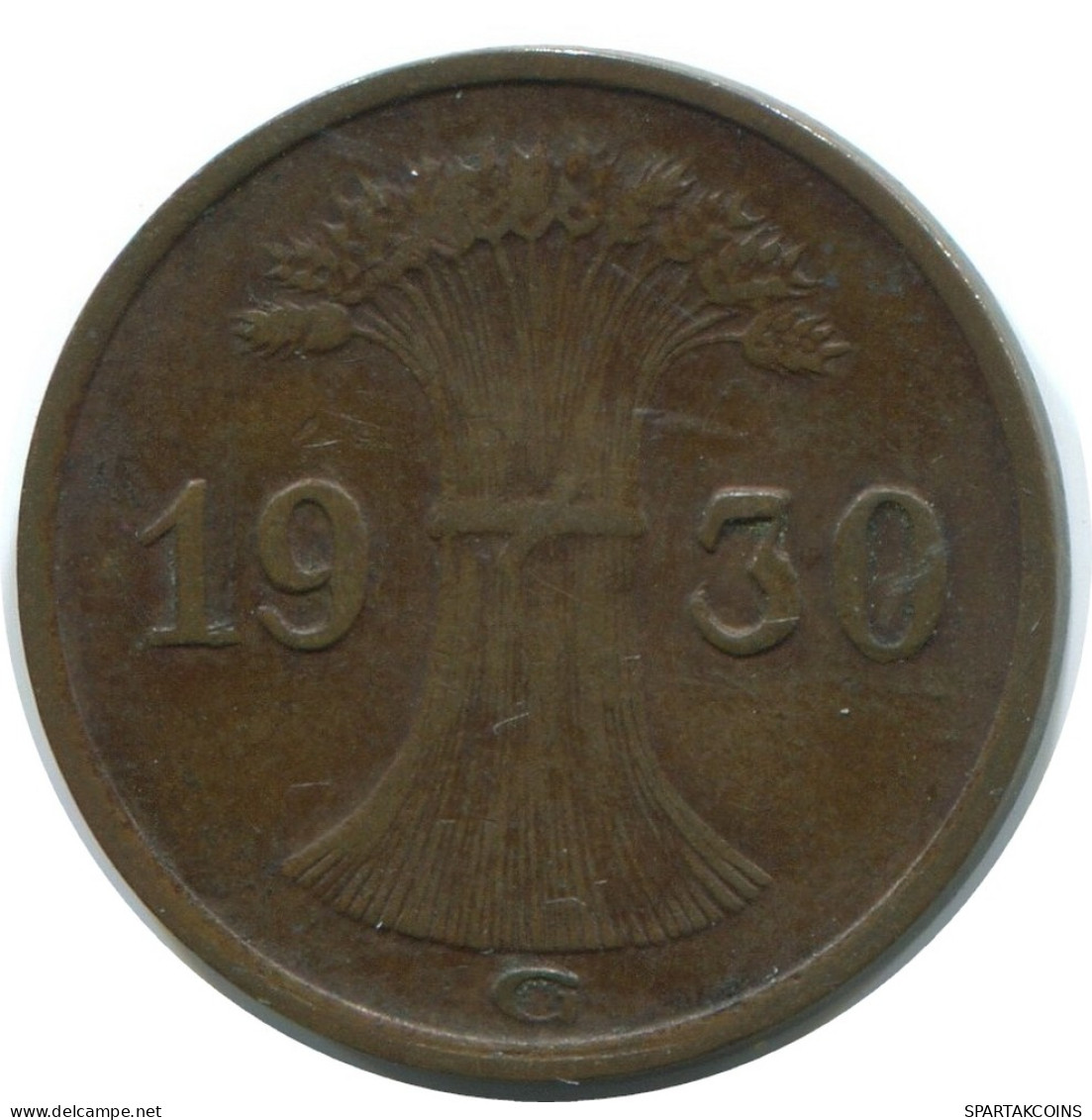 1 REICHSPFENNIG 1930 G DEUTSCHLAND Münze GERMANY #AE210.D - 1 Renten- & 1 Reichspfennig
