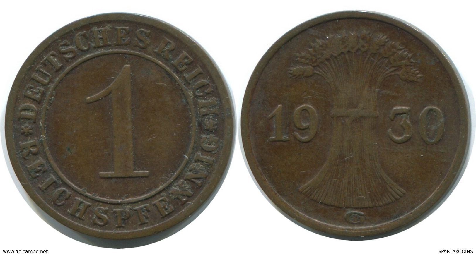 1 REICHSPFENNIG 1930 G DEUTSCHLAND Münze GERMANY #AE210.D - 1 Renten- & 1 Reichspfennig