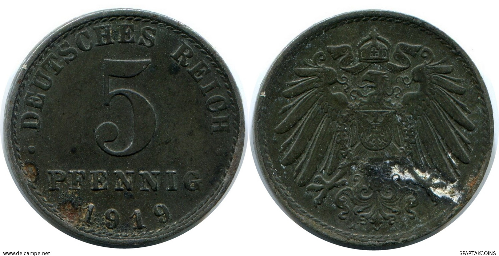 5 PFENNIG 1919 A DEUTSCHLAND Münze GERMANY #AW959.D - 5 Rentenpfennig & 5 Reichspfennig