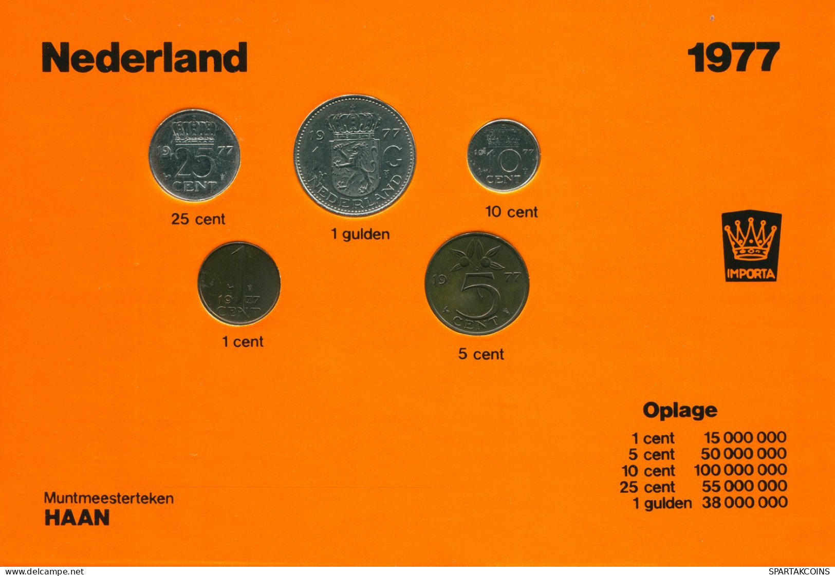 NETHERLANDS 1977 MINT SET 5 Coin #SET1015.7.U - [Sets Sin Usar &  Sets De Prueba