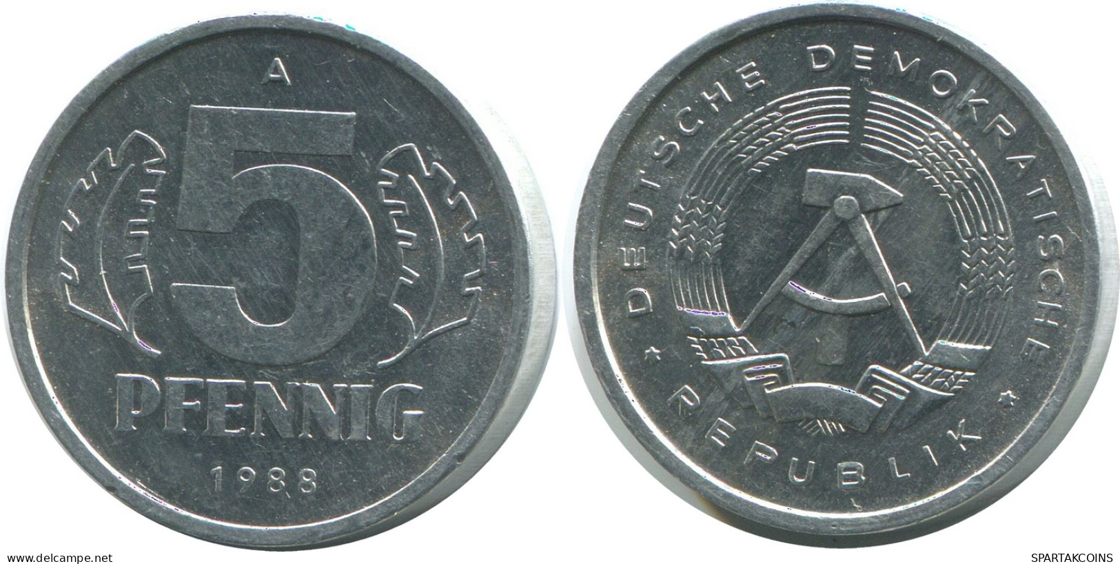 5 PFENNIG 1988 A DDR EAST GERMANY Coin #AE002.U - 5 Pfennig