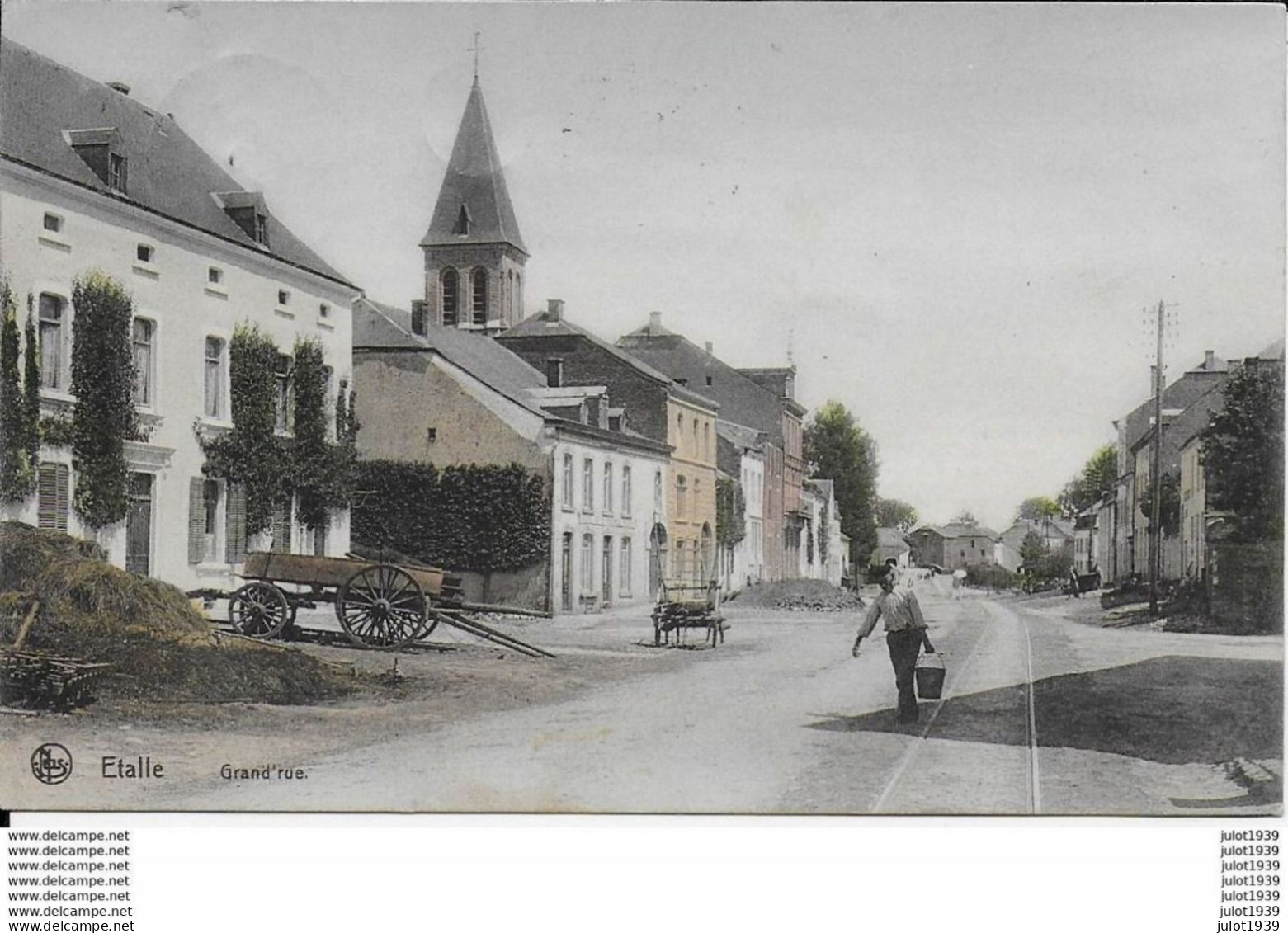 Julot1939  .  ETALLE ..-- RAILS Du TRAM . Grand ' Rue . 1912 Vers IXELLES ( Mr Fritz MASOIN ) . Voir Verso . - Etalle