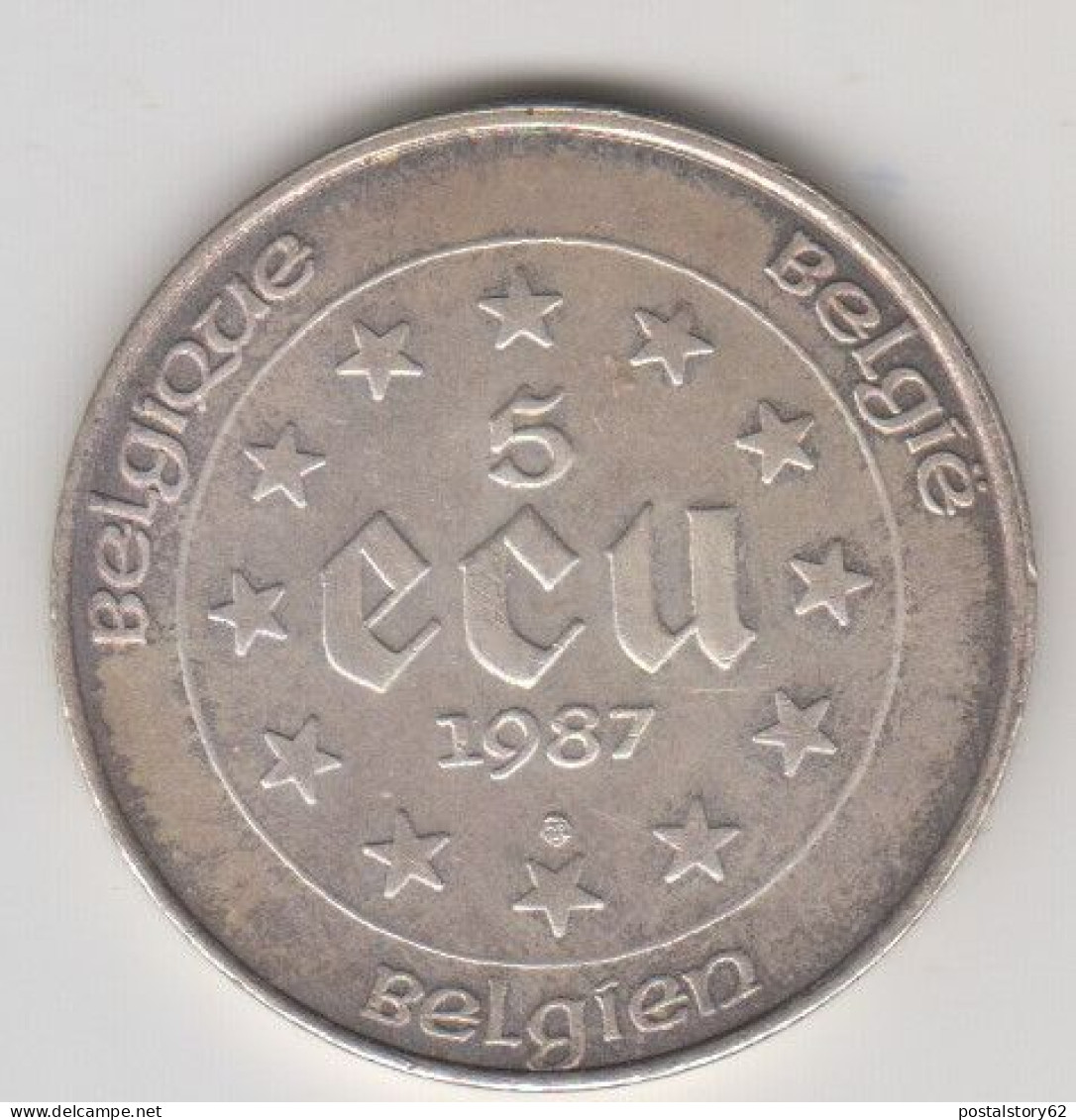 Belgio, Moneta Arg. 5 Ecu Carlo V° Karel 1987 - Andere & Zonder Classificatie
