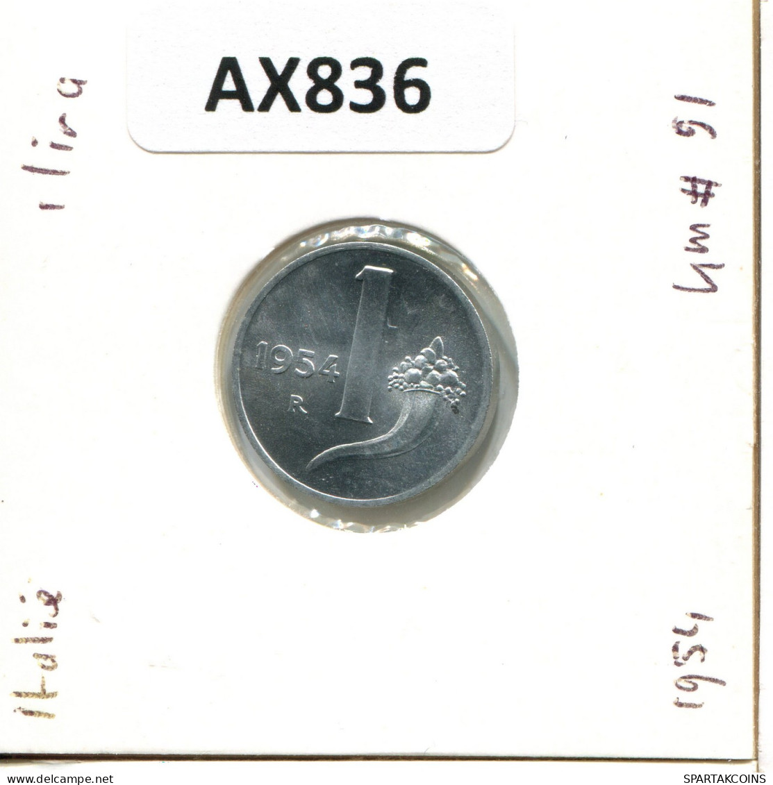 1 LIRA 1954 ITALIA ITALY Moneda #AX836.E - 1 Lira