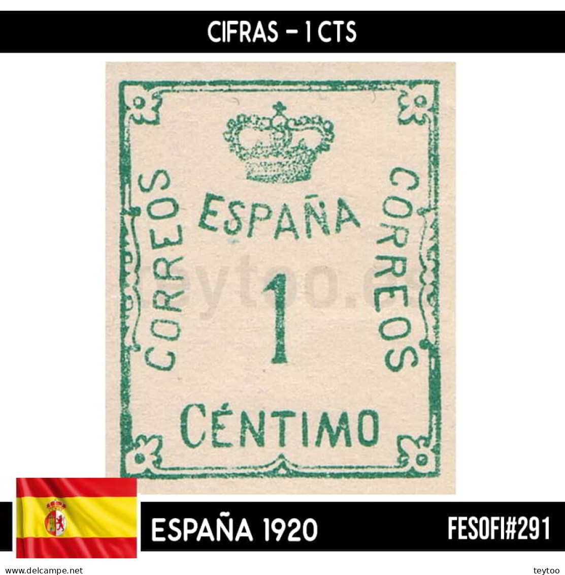 B0548.2# España 1920. Cifra, 1 Cts (MNH) FES#291 - Nuevos