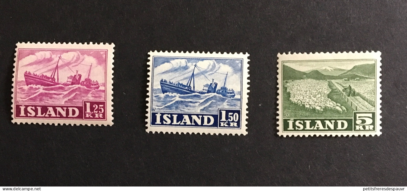 ISLAND 1950 1952 -  YT 230 231 NEUFS Sans Charnière MNH ** - 233  NEUF AVEC Trace Charnière MH * - Neufs