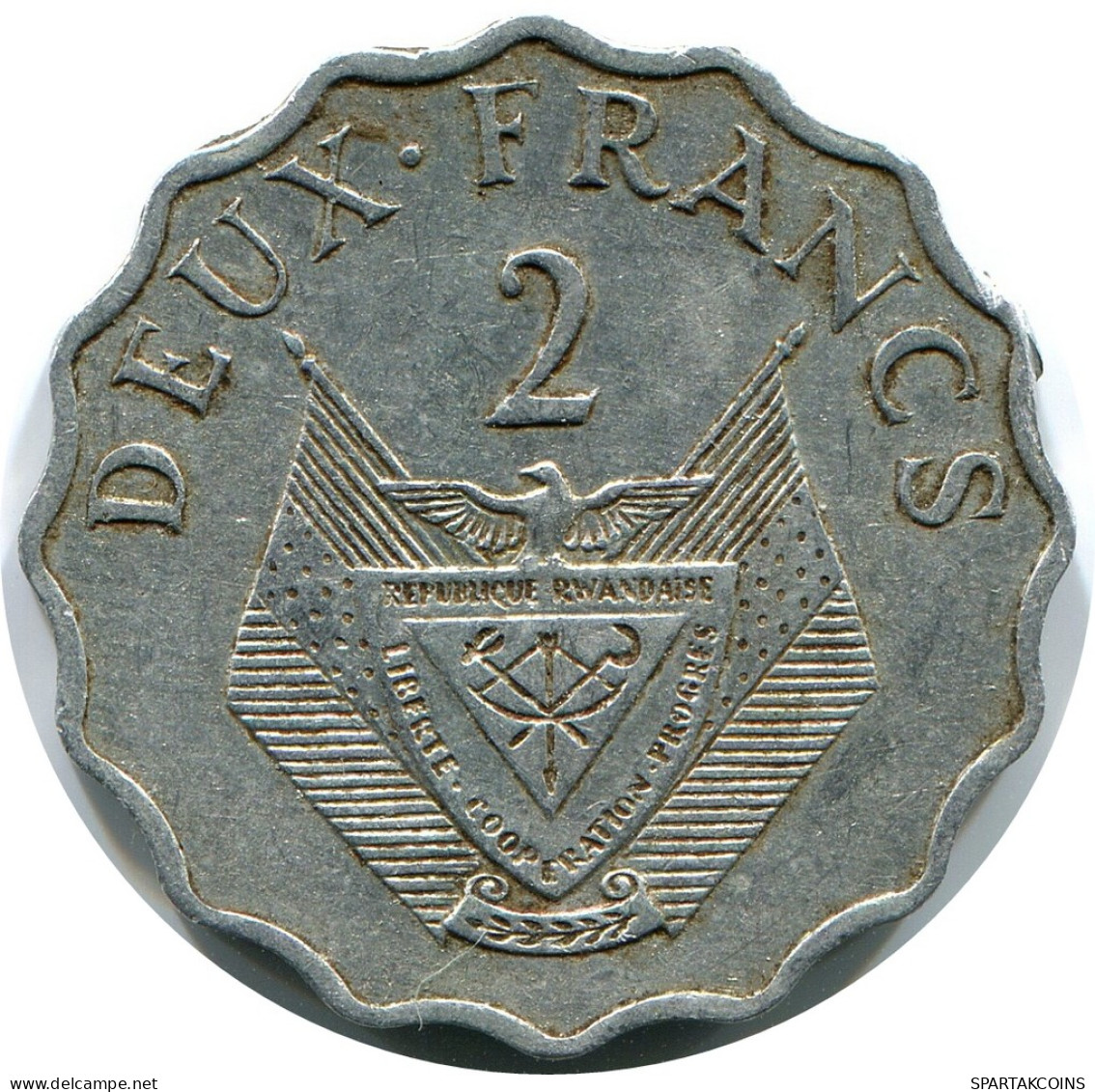 2 FRANCS 1970 RWANDA (RUANDA) Moneda #AP925.E - Rwanda