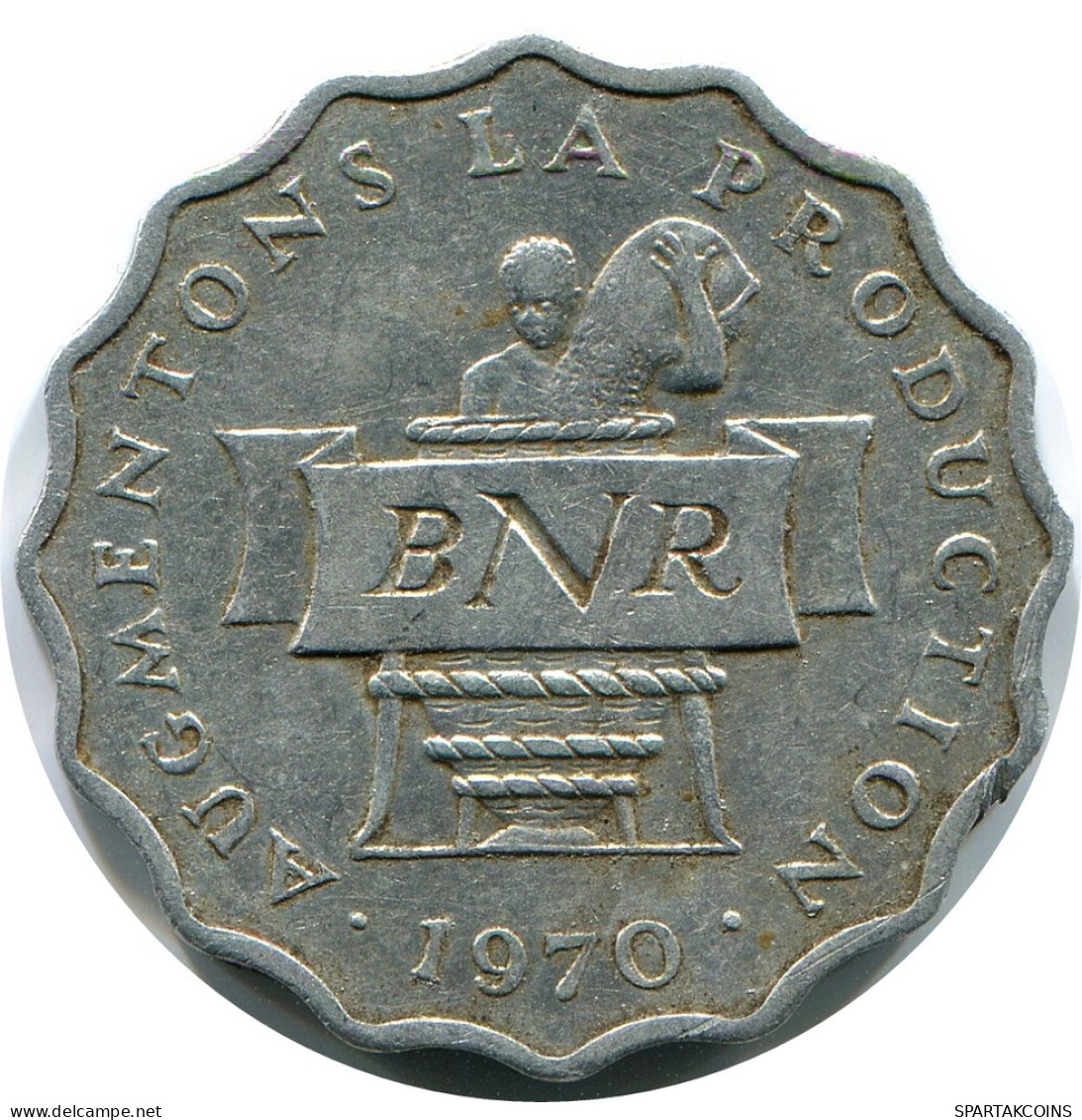 2 FRANCS 1970 RWANDA (RUANDA) Moneda #AP925.E - Rwanda