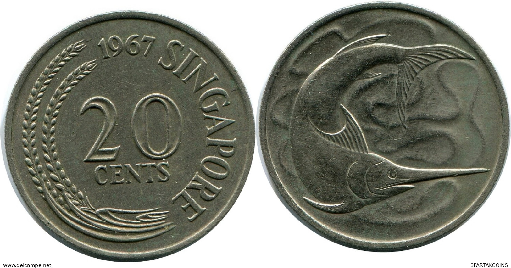 20 CENTS 1967 SINGAPUR SINGAPORE Moneda #AR173.E - Singapour