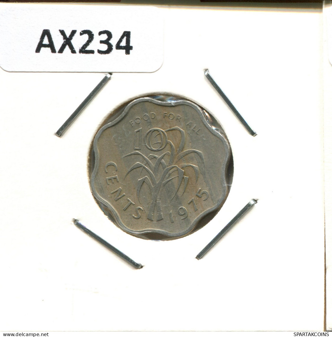 10 CENTS 1975 SWAZILANDIA SWAZILAND Moneda #AX234.E - Swaziland