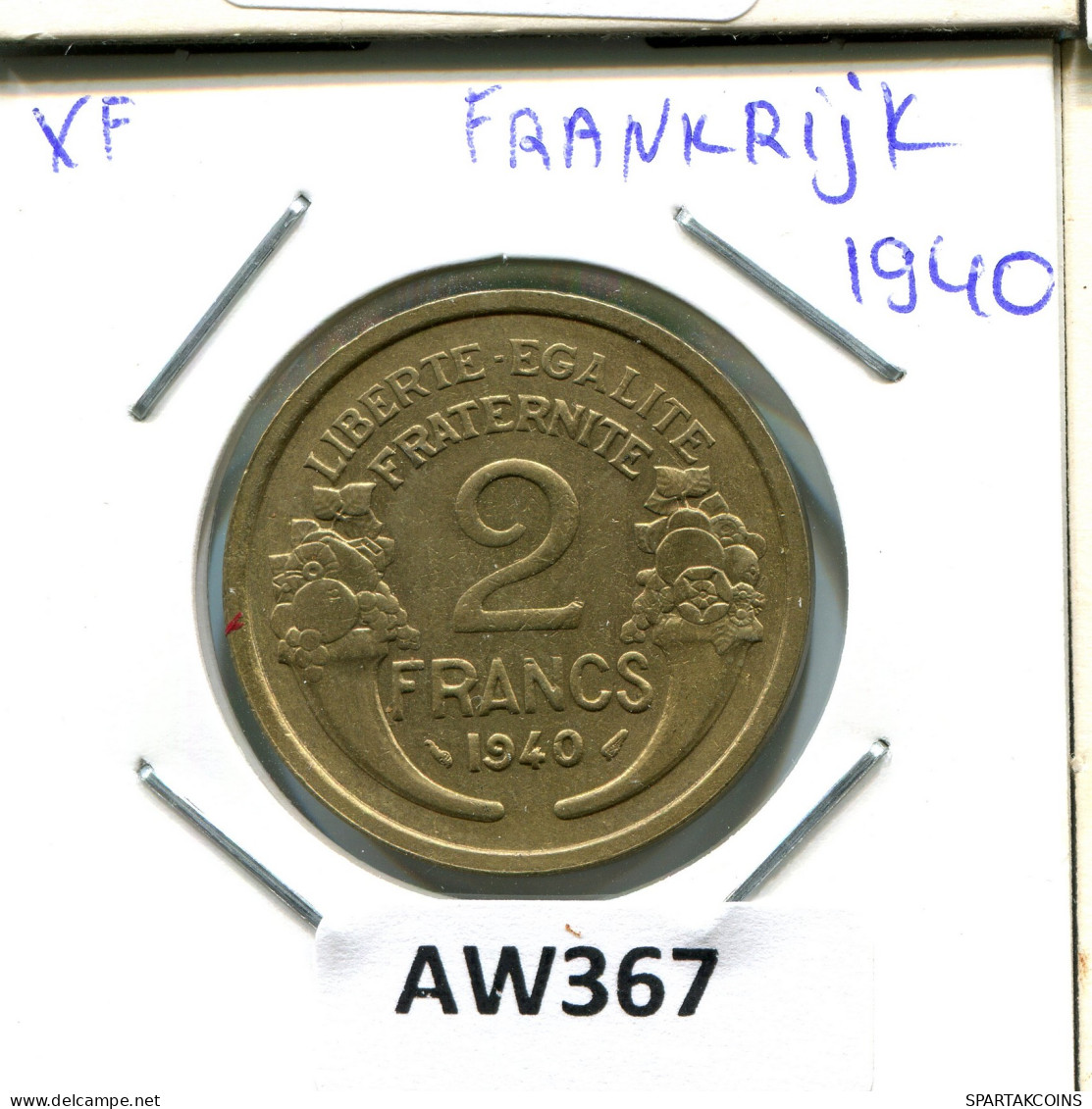 2 FRANCS 1940 FRANCE Pièce #AW367.F - 2 Francs