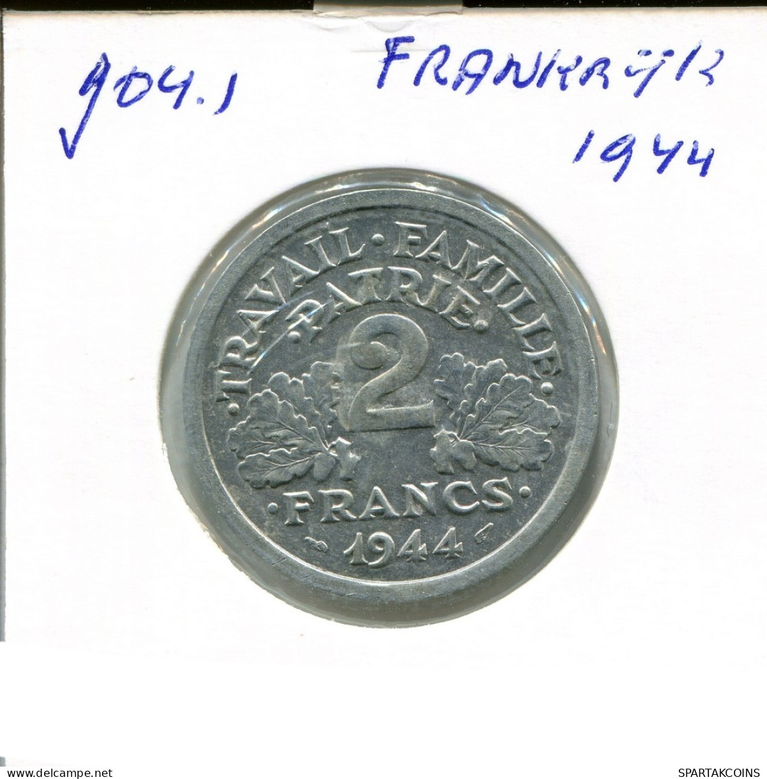 2 FRANCS 1944 FRANCE Pièce Française #AN349.F - 2 Francs