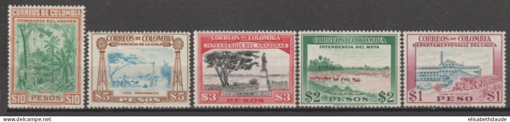 COLOMBIE - 1956 - YVERT N°526/530 ** MNH (526 * MH ET 530 INFIME ROUSSEUR SUR DENT) - COTE = 43.25 EUR. - Colombie