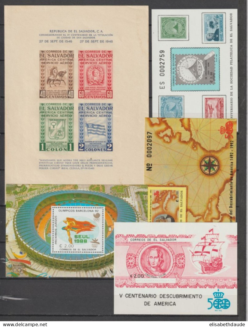 SALVADOR - 1946/1992 - PETIT LOT DE BLOCS ** MNH - COTE YVERT = 62 EUR. - 2 PAGES - El Salvador