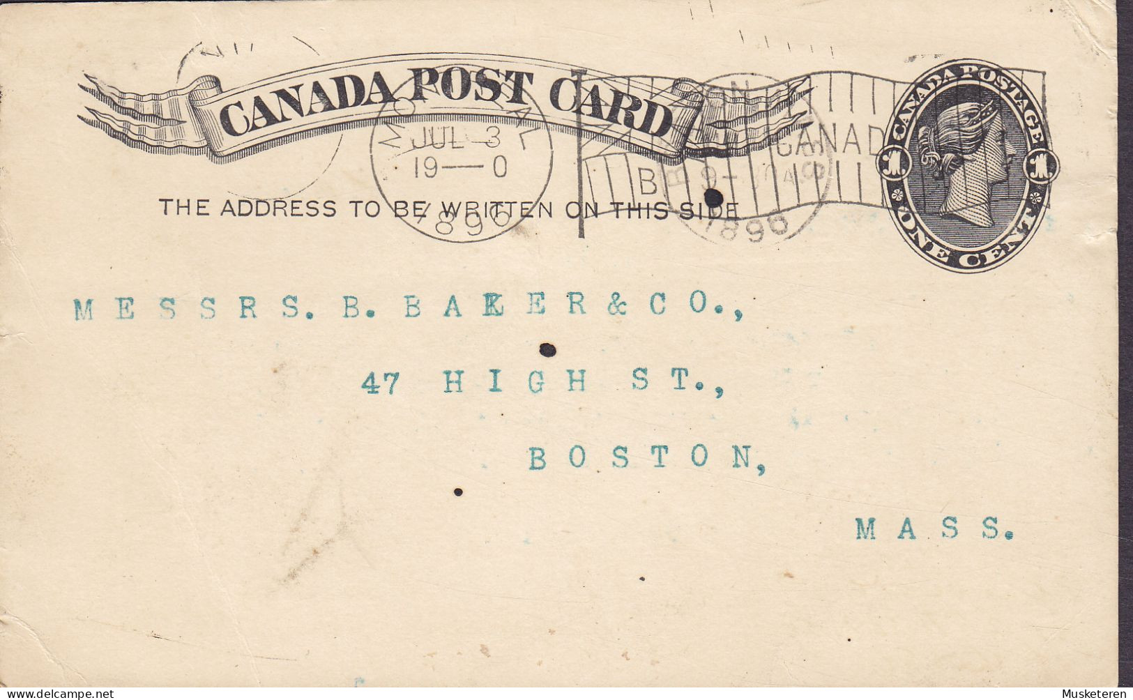 Canada Postal Stationery Ganzsache Entier Victoria PRIVATE Print AMES, HOLDEN CO'Y Of MONTREAL 1896 (2 Scans) - 1860-1899 Victoria