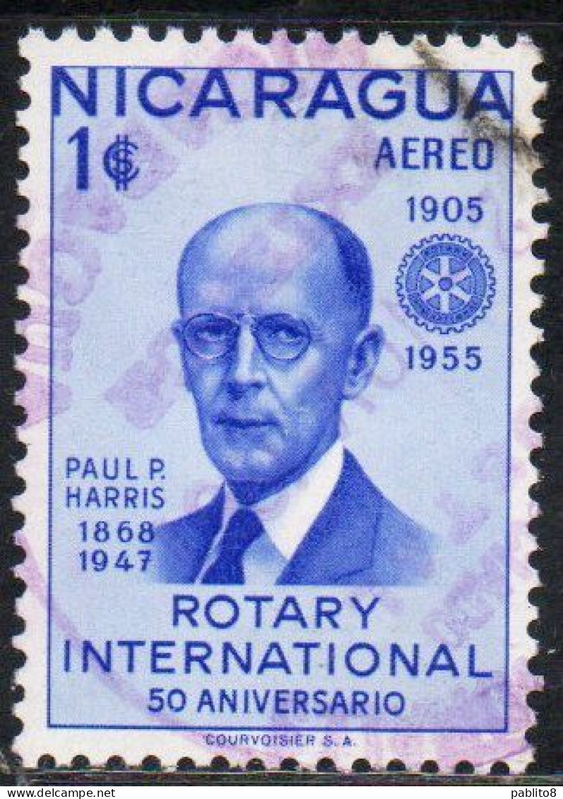 NICARAGUA 1955 ROTARY INTERNATIONAL PAUL HARRIS 1cor USED USATO OBLITERE' - Nicaragua