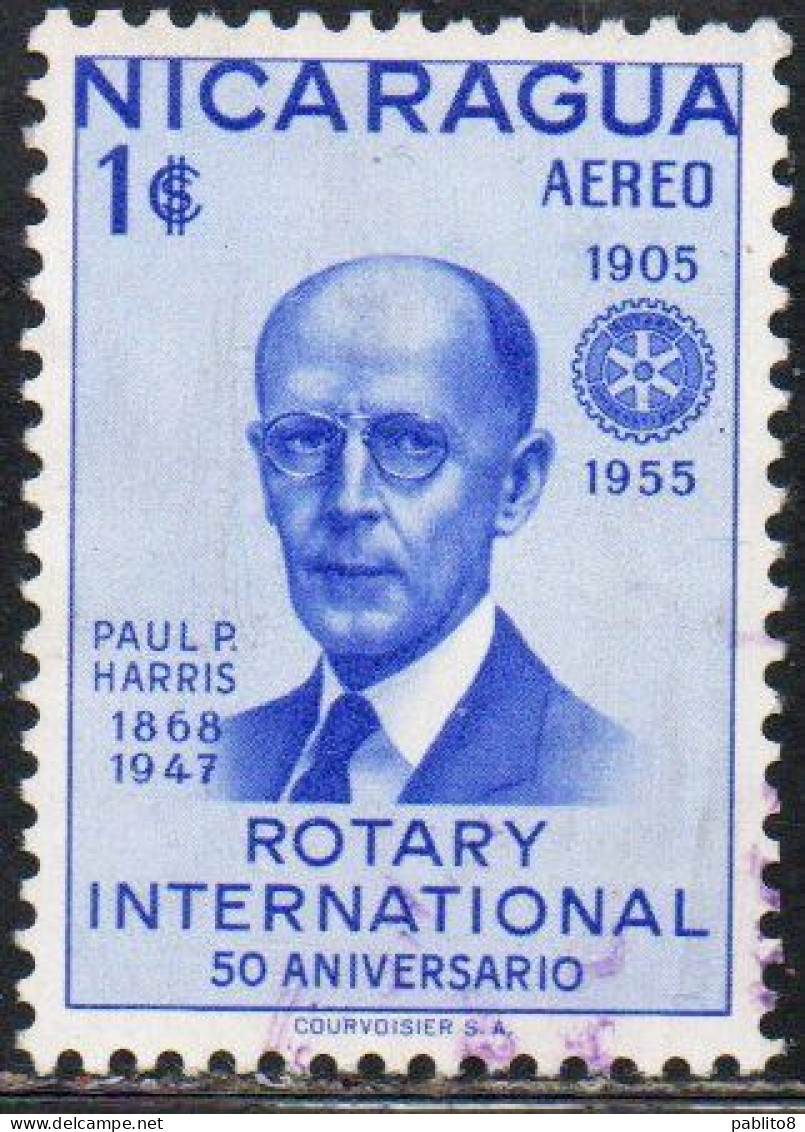 NICARAGUA 1955 ROTARY INTERNATIONAL PAUL HARRIS 1cor USED USATO OBLITERE' - Nicaragua