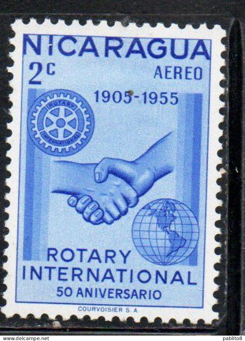 NICARAGUA 195 ROTARY INTERNATIONAL HANDCLASP EMBLEM GLOBE 2c MH - Nicaragua