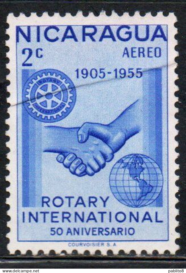 NICARAGUA 195 ROTARY INTERNATIONAL HANDCLASP EMBLEM GLOBE 2c USED USATO OBLITERE' - Nicaragua