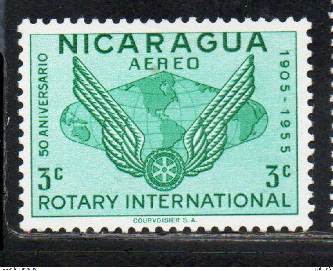 NICARAGUA 195 ROTARY INTERNATIONAL HANDCLASP EMBLEM MAP OF WORLD 3c MH - Nicaragua