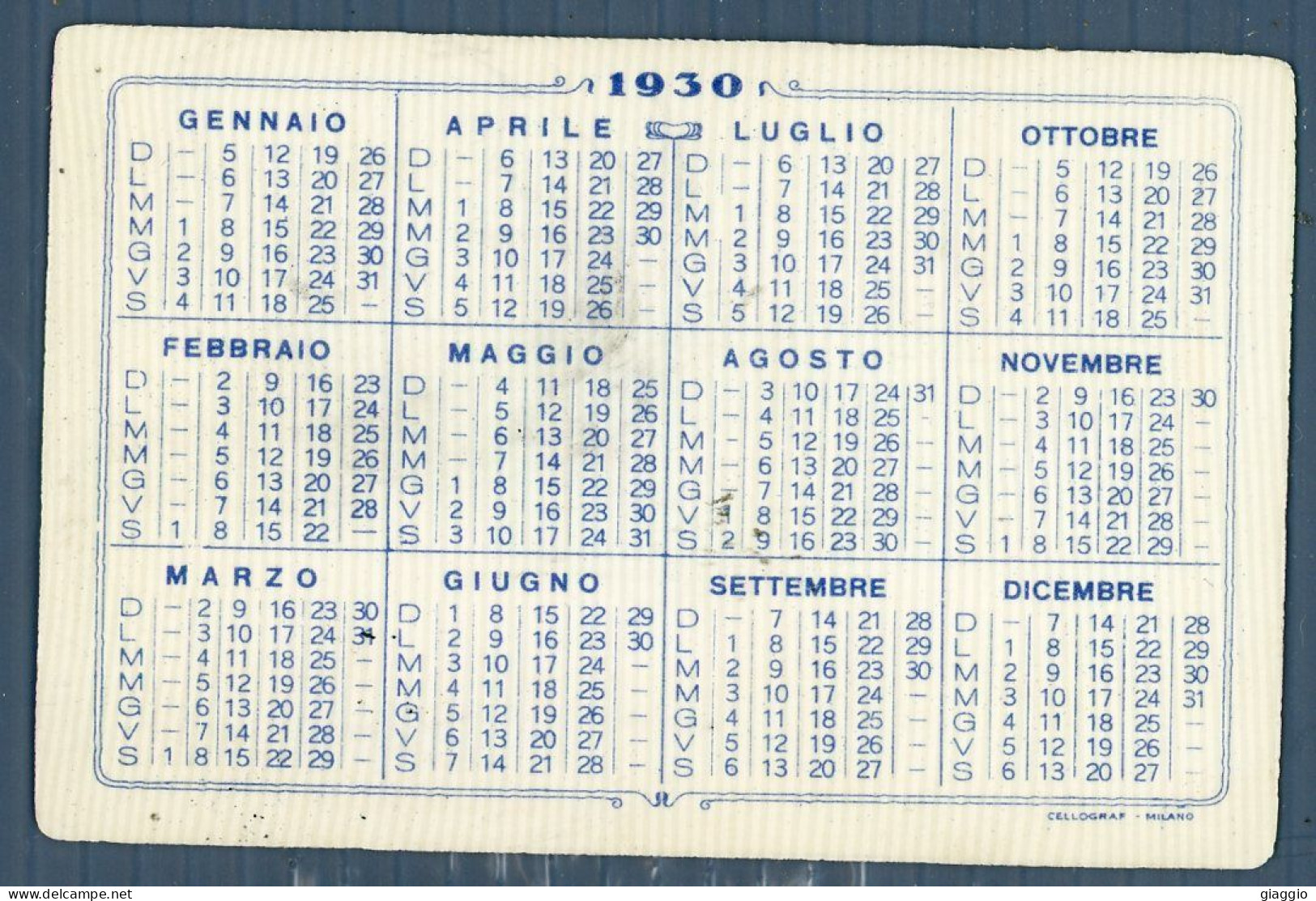 °°° Calendario - Pubblicitario 1930 °°° - Formato Grande : 1921-40