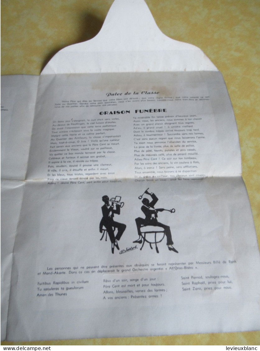 Militaria/ Faire -Part De Décés Humoristique/PERE CENT//1951       FPD126 - Obituary Notices