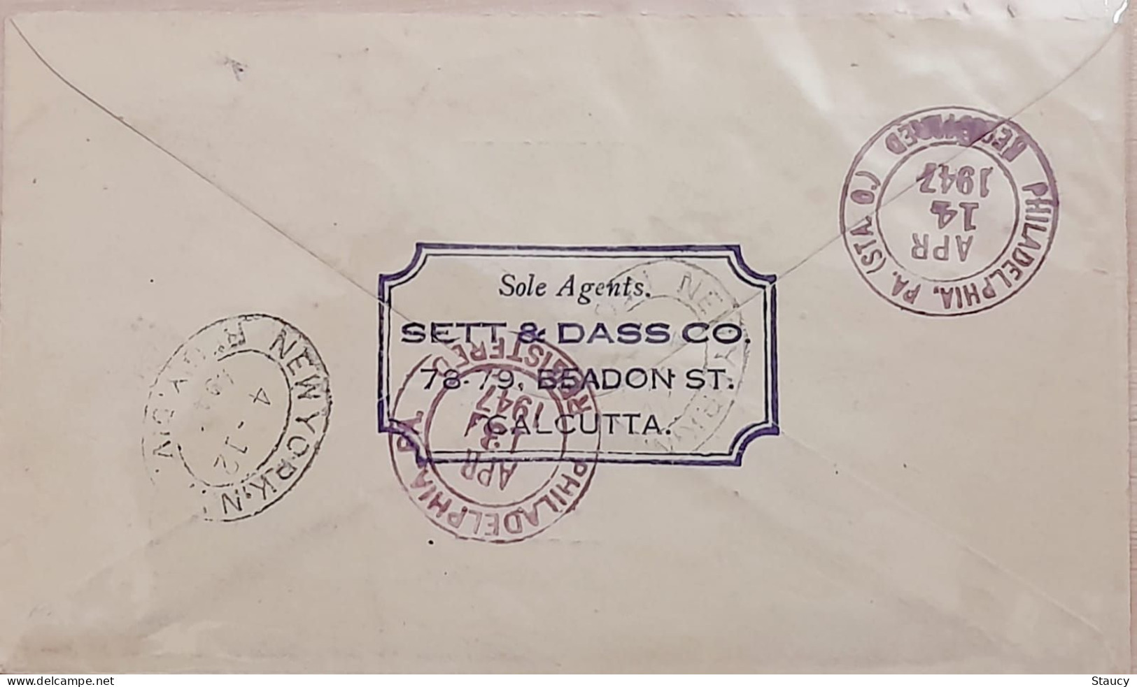 British India 1947 REGISTERED Airmail Cover To USA 4 KG VI Stamps Nice Cancellations On Front & Back Ex Rare - Posta Aerea