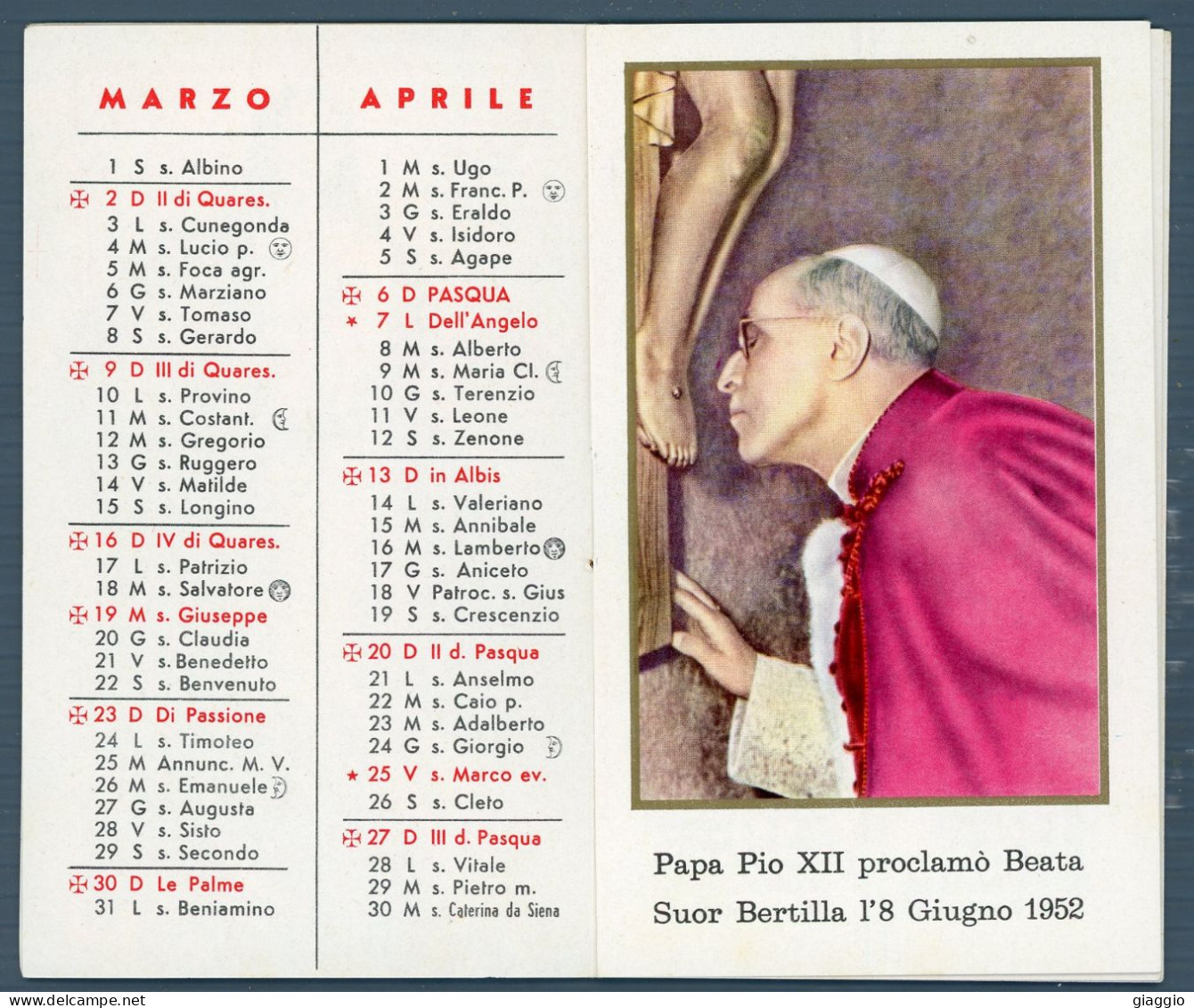 °°° Calendario - Religioso S. M. Bertilla 1969 °°° - Tamaño Grande : 1921-40