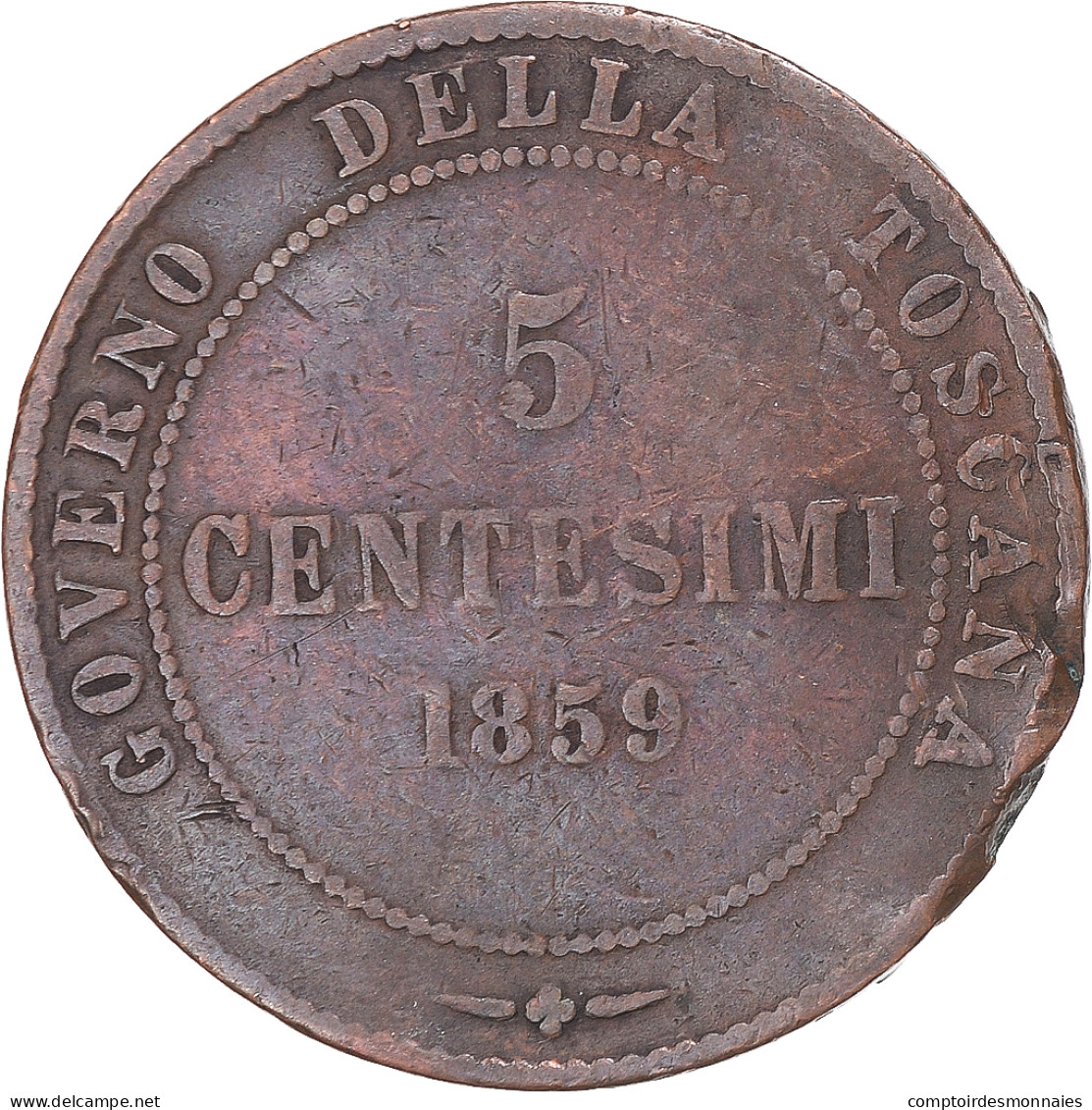 Monnaie, Italie, 5 Centesimi, 1859 - Toscana