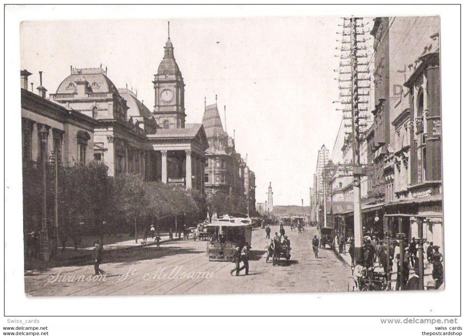 AUSTRALIA SWANSTON STREET SWANSON ST. MELBOURNE TRAM PEOPLE ON BUSY STREET UNUSED - Melbourne