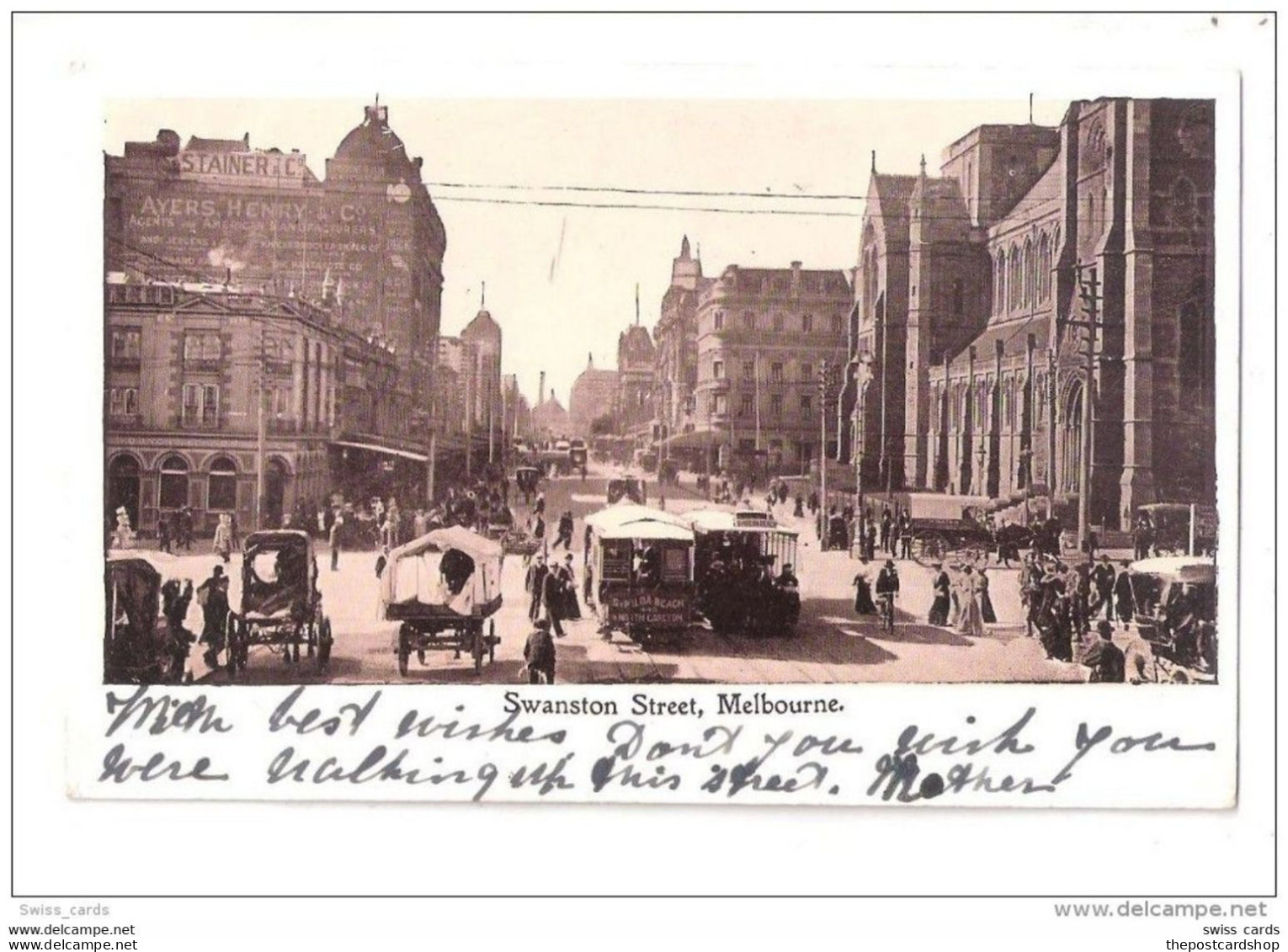 EARLY UNDIVIDED BACK Melbourne CAR TRAM ETC ON Swanston Street AUSTRALIA Australie BUS UNUSED - Melbourne