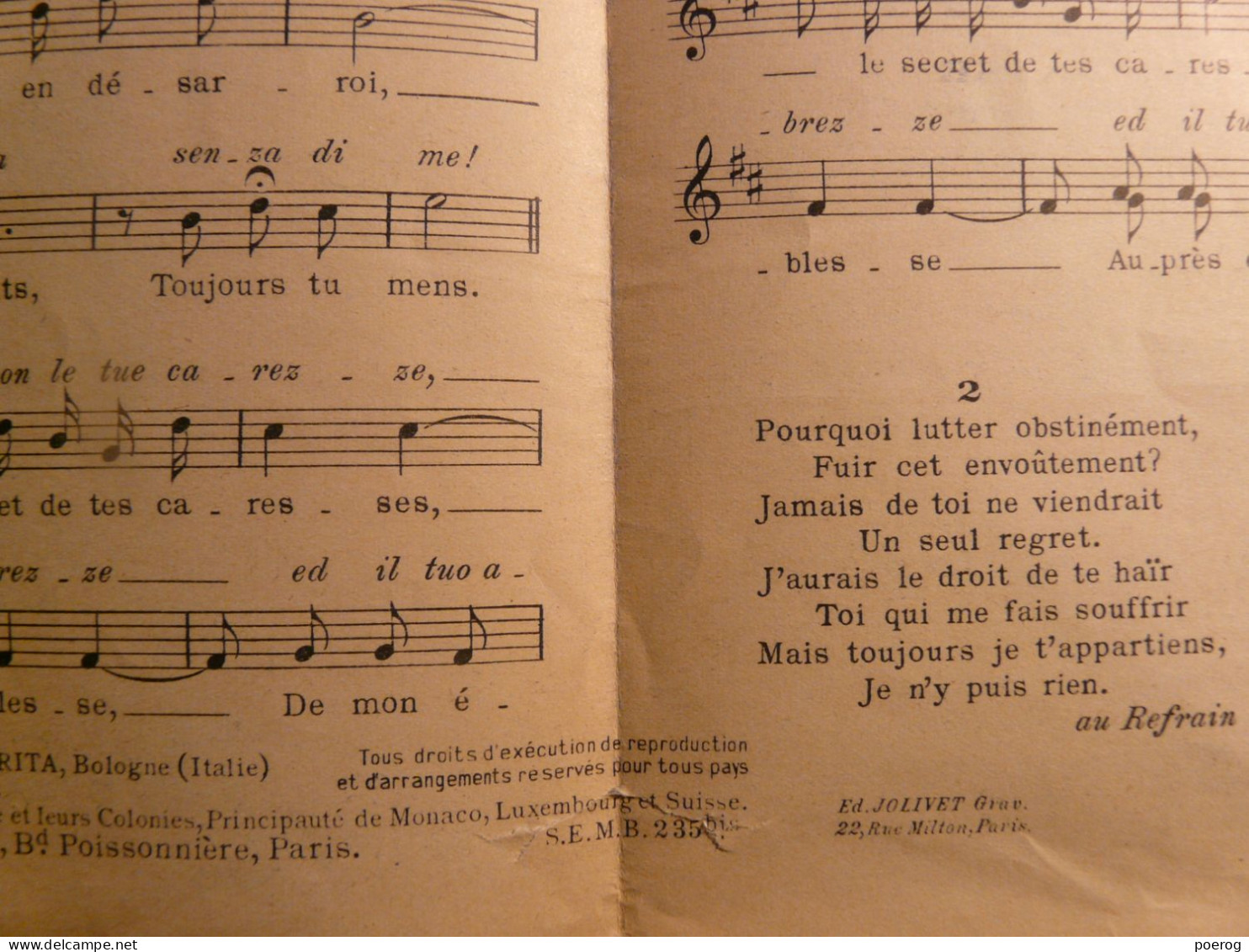 PARTITIONS 1937 - TINO ROSSI - LE SECRET DE TES CARESSES - EDITIONS BOURCIER - PARIS - Paroles Et Musique - Partitions Musicales Anciennes