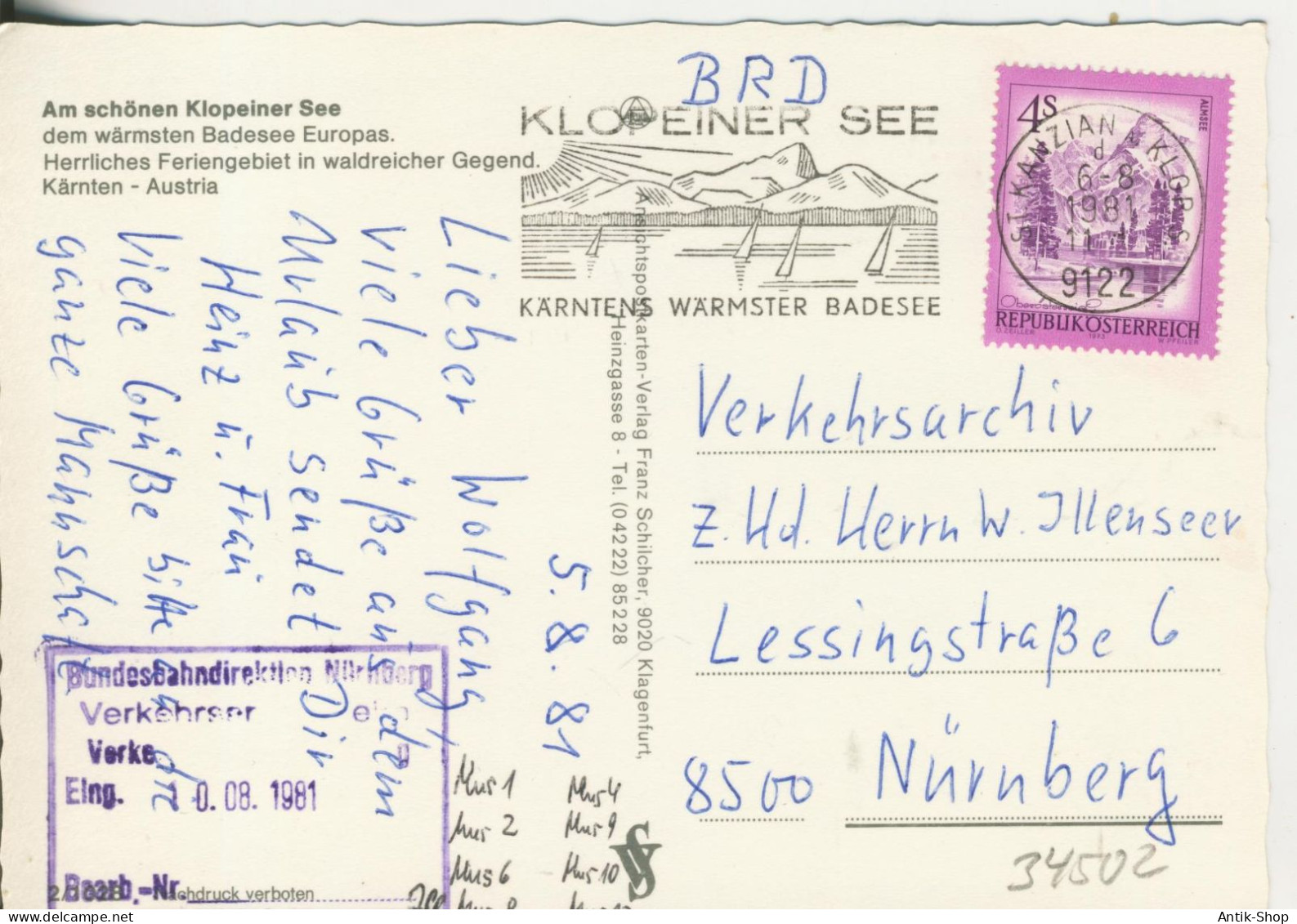 Grüße Vom Klopeiner See - 4 Ansichten - Von 1981 (34502) - Klopeinersee-Orte