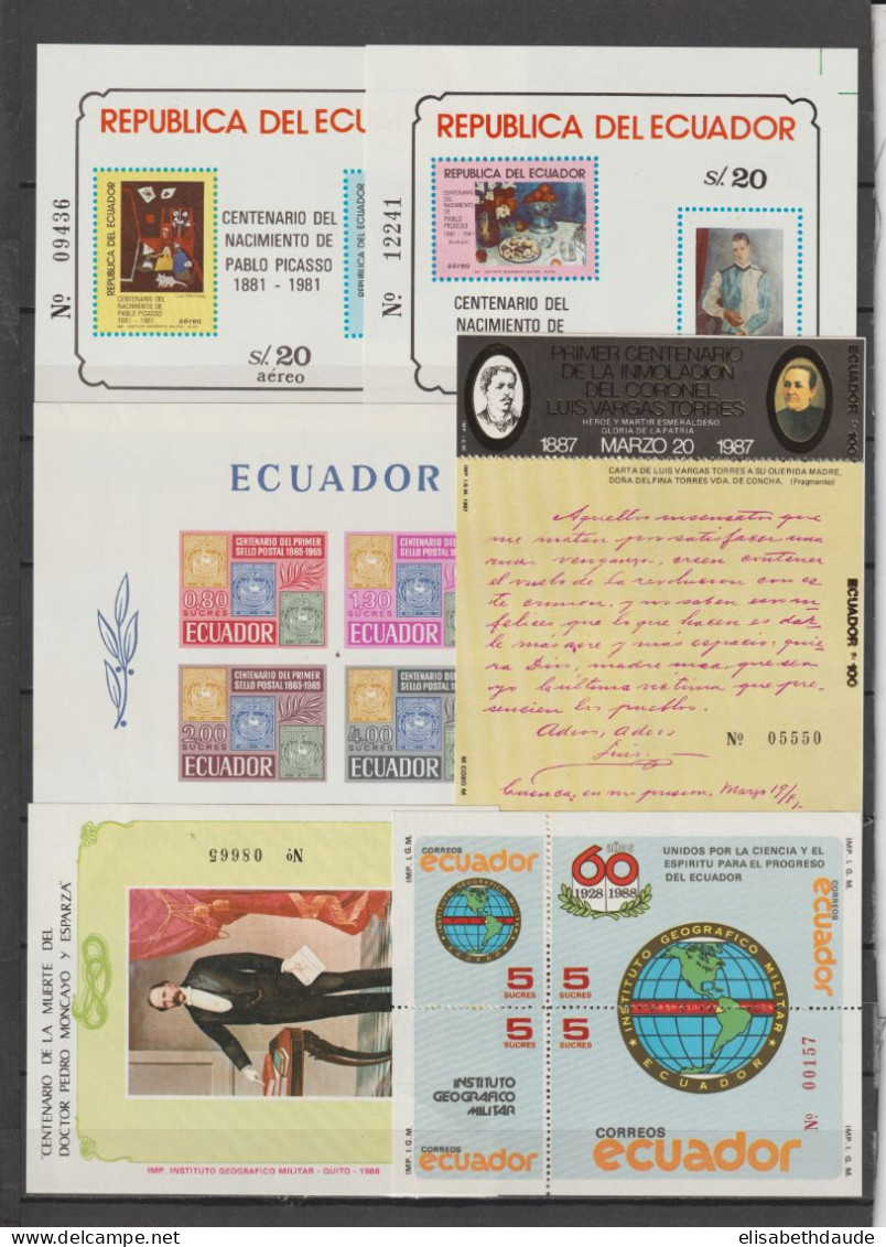 ECUADOR - 1957/1990 - COLLECTION De BLOCS ** MNH - COTE MICHEL 2005 = 225 EUR. - 7 PAGES - Ecuador