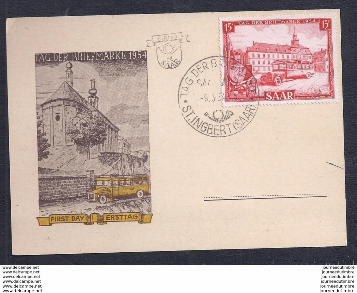 Carte Locale Tag Der Briefmarke Journee Du Timbre 1954 Sarre - Cartes-maximum